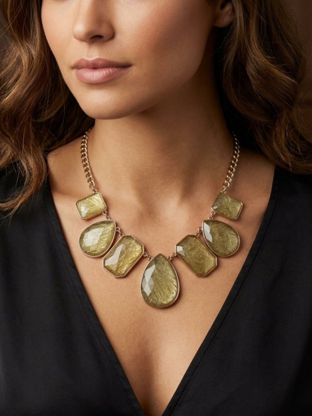 Gold-Tone Olive Statement Necklace - Women's Jewelry